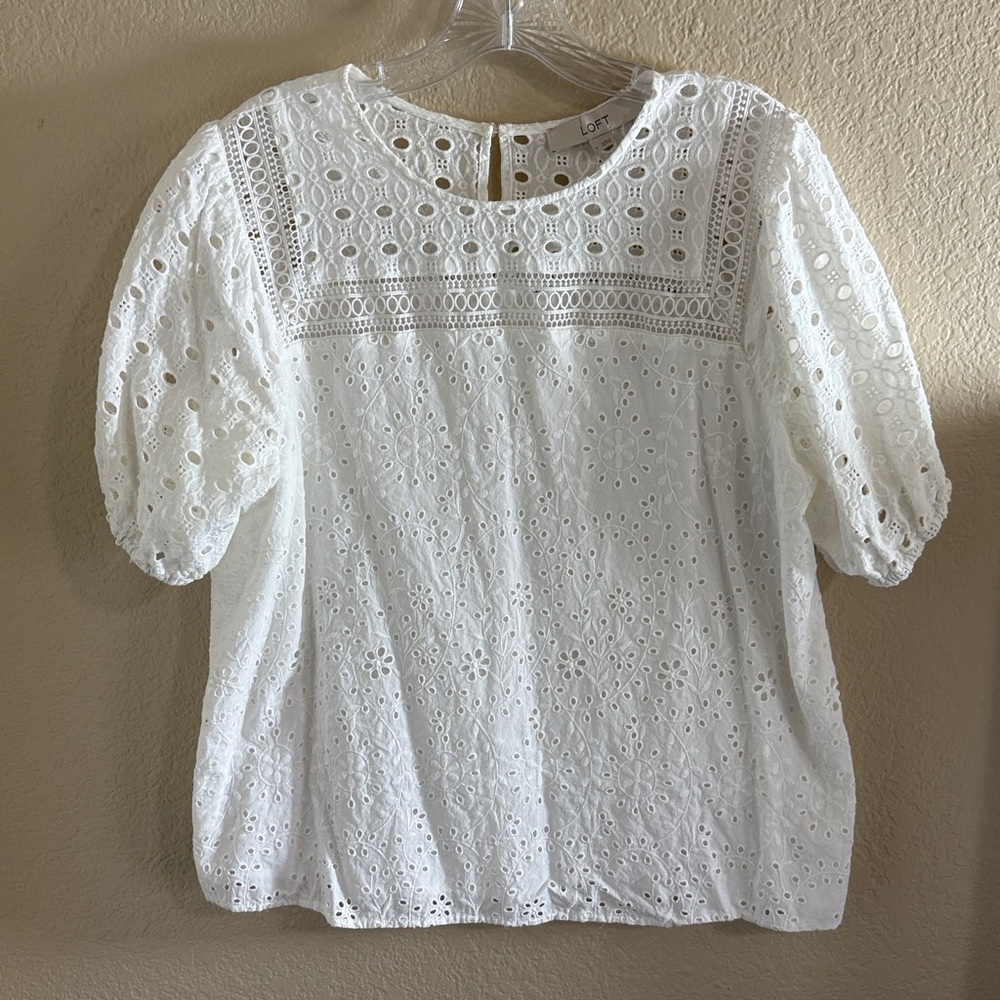 LOFT White Eyelet Blouse